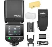 Godox V480F Flash TTL para Fujifilm Cámara Speedlite, GN50, Batería de Iones de Litio de 7,2V/2200 mAh, 650 Destellos a Máxima Potencia, Tiempo de Recarga de 1,7s,Lámpara de Modelado LED de 10 Niveles