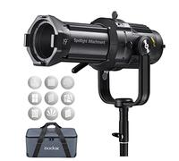 Godox VSA-19K - Kit de accesorios de proyector, Snoot cónico con lente de proyección de 19° y 6 gobos para Bowens Mount Flash Speedlite, luz estroboscópica de estudio, luz LED de fotografía y luz de video