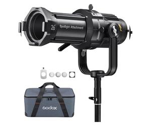 Godox VSA-26K Accesorio de Foco de 26° para monoluz de luz LED con Montaje Bowens con Juego de GOBO Modificador de Lente de proyección para Flash monoluz de Estudio con Montaje Bowens y Luces LED