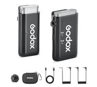 Godox WEC Kit1 Micrófono Lavalier inalámbrico, cancelación de ruido, alcance de 200 m, duración de la batería de 8H, para teléfonos/cámaras para grabación de vídeo Vlog YouTube