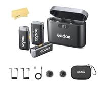 GODOX WEC Kit2 2.4GHz Sistema Micrófono Inalámbrico,Transmisión Estable 200m,Batería 24horas Duración,Pantalla Inteligente,Portabilidad para Entrevistas,Transmisiones Vivo,Grabaciones Aire Libre,Vlog