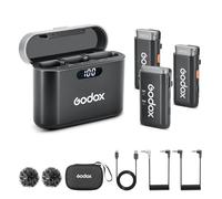 Godox WEC kit2 Micrófono inalámbrico de Solapa,8H de duración de la batería,micrófono inalámbrico 2.4G de Doble Canal,200m de Alcance,cancelación de Ruido con Estuche de Carga para cámaras,Smartphone