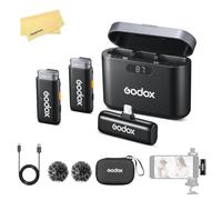GODOX WES1 Kit2 2.4GHz con Sistema de Micrófono Inalámbrico,Mini Cuerpo,Relación Señal-Ruido de 70dB,Sonido Sin Pérdida 48kHz y 16 bits,Transmisión Estable de 200m(Doble Canal Kit Versión Relámpago)