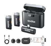 GODOX WES1 Kit2 Lavalier Inalámbrico Micrófono para iPhone | 2 Transmisores, 1 Receptor,Reducción de Ruido Inteligente, Calidad de Grabación de 48 kHz/16 Bits, Alcance de 200m