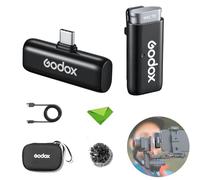 Godox WES2 Kit1 Micrófonos inalámbricos de 2,4 GHz, duración de batería de 8 H, micrófono inalámbrico de 2,4 G, control de aplicación (kit de un solo canal versión USB-C)