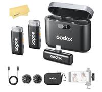 GODOX WES2 Kit2 2.4GHz con Sistema de Micrófono Inalámbrico,Mini Cuerpo,Relación Señal-Ruido de 70dB,Sonido Sin Pérdida 48kHz y 16 bits,Transmisión Estable de 200m(Kit de Doble Canal Versión USB-C)