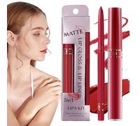 Godpqiui Barra De Labios Con Delineador Labial,Productos de Maquillaje 2 en 1,Color Labial Portátil - Para Mujeres Estudiantes Universitarias Profesionales Artistas Bodas Uso Diario Y