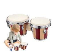 Godpqiui Bongo de madera, bongos para niños madera,Tambor de mano de madera profesional - Instrumento de percusión educativa para principiantes profesionales, bongos de 6 pulgadas y 7 pulgadas