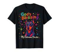 God'S Blessing Doberman Pinscher Faith Colorful Dot Design Camiseta