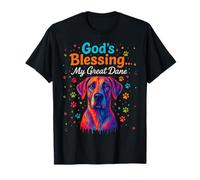 God'S Blessing Great Danés Dog Faith Fun Colorful Dots Design Camiseta