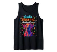 God'S Blessing Great Danés Dog Faith Fun Colorful Dots Design Camiseta sin Mangas