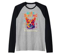 God'S Blessing Pembroke Welsh Corgi Dog Paw Faith Colorido Camiseta Manga Raglan