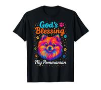 God'S Blessing Pomeranian Dog Faith Fun Colorful Dots Design Camiseta