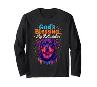 God'S Blessing Rottweiler Dog Faith Fun Colorido Diseño Arte Manga Larga