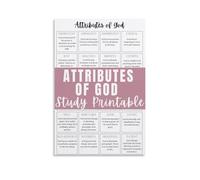 God's Character Poster - Visual Guide to the Nature and Attributes of God, Colorful Wall Art for Christian Home, Office, or Church Library(Framed,08x12inch(20x30cm))