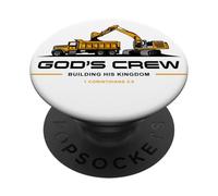 God'S Crew - Excavator Construction Kids Christian 1 Cor 3:9 PopSockets PopGrip Adhesivo