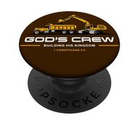 God'S Crew - Excavator Construction Kids Christian 1 Cor 3:9 PopSockets PopGrip Adhesivo