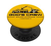 God'S Crew - Excavator Construction Kids Christian 1 Cor 3:9 PopSockets PopGrip Adhesivo