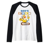 God'S Crew - Excavator Construction Kids Christian Animals Camiseta Manga Raglan