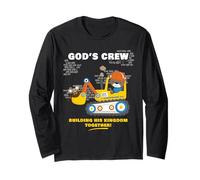 God'S Crew - Excavator Construction Kids Christian Animals Manga Larga