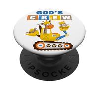 God'S Crew - Excavator Construction Kids Christian Animals PopSockets PopGrip Adhesivo