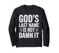 God'S Last Name Is Not Damn It Church Sarcasm Jokes - Manga Larga