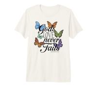 Gods Love Never Fails - Versículo bíblico de Mariposa para oración Camiseta Premium