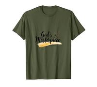 Gods Masterpiece Child of God - Cita de fe inspiradora Camiseta, Hombre, Verde Oliva, S