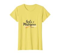 Gods Masterpiece Child of God - Cita de fe inspiradora Camiseta, Mujer, Limón, S