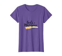 Gods Masterpiece Child of God - Cita de fe inspiradora Camiseta, Mujer, Morado Jaspeado, S