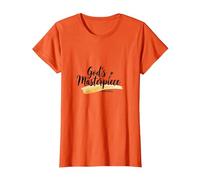 Gods Masterpiece Child of God - Cita de fe inspiradora Camiseta, Mujer, Naranja, S
