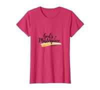 Gods Masterpiece Child of God - Cita de fe inspiradora Camiseta, Mujer, Rojo Jaspeado, S