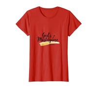 Gods Masterpiece Child of God - Cita de fe inspiradora Camiseta, Mujer, Rojo, S
