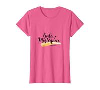 Gods Masterpiece Child of God - Cita de fe inspiradora Camiseta, Mujer, Rosa Jaspeado, S