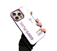 Gods Plan Phone Case-God Has a Plan for You Phone Case God Military-Grade Drop Proof Anti-Shock Cross Pattern Religious Art Fashion Cover-Laser TPU Anti-Drop for iPhone (for iPhone14 Plus,Purple)