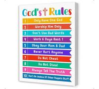 God's Rules Canvas Wall Art - Christian Educational Poster for Kids, Bible-Based Decor for Sunday School & Children's Room(Framed,08x12inch(20x30cm))