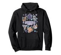 Godzilla Chibi Kaiju Character Collage Hearts & Stars Movie Sudadera con Capucha