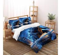 Godzilla Ciudad Funda Edredon 3 Piezas con Impresión En 3D Animal Themes Wildlife con 2 Fundas De Almohada Super King（260x220cm） 100% Microfibra Juego De Cama para para Niñosy Hombres