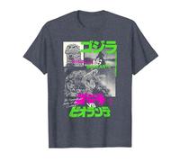 Godzilla Collage Neon Accents Godzilla vs Biollante Movie Camiseta, Hombre, Azul Jaspeado, 6XL