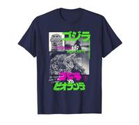 Godzilla Collage Neon Accents Godzilla vs Biollante Movie Camiseta, Hombre, Azul Marino, 6XL