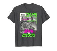 Godzilla Collage Neon Accents Godzilla vs Biollante Movie Camiseta, Hombre, Jaspeado Oscuro, XL