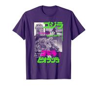 Godzilla Collage Neon Accents Godzilla vs Biollante Movie Camiseta, Hombre, Morado, XL