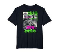 Godzilla Collage Neon Accents Godzilla vs Biollante Movie Camiseta, Hombre Tallas Grandes, Negro, 2X Alto