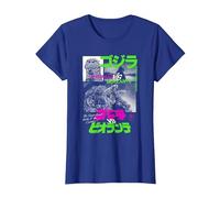 Godzilla Collage Neon Accents Godzilla vs Biollante Movie Camiseta, Mujer, Azul Real, XXL