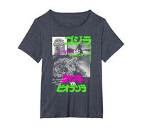 Godzilla Collage Neon Accents Godzilla vs Biollante Movie Camiseta, Mujer Tallas Grandes, Azul Jaspeado, 4XL Grande