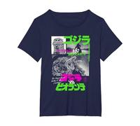 Godzilla Collage Neon Accents Godzilla vs Biollante Movie Camiseta, Mujer Tallas Grandes, Azul Marino, 1XL Grande