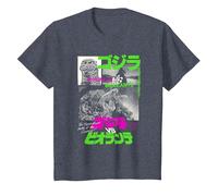 Godzilla Collage Neon Accents Godzilla vs Biollante Movie Camiseta, Niños, Azul Jaspeado, 2 años