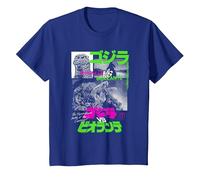 Godzilla Collage Neon Accents Godzilla vs Biollante Movie Camiseta, Niños, Azul Real, 10 años
