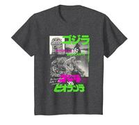 Godzilla Collage Neon Accents Godzilla vs Biollante Movie Camiseta, Niños, Jaspeado Oscuro, 2 años