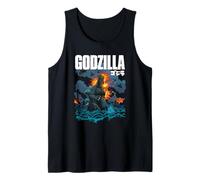 Godzilla Comic Style Ocean Attack with Logo Kaiju Movie Camiseta sin Mangas